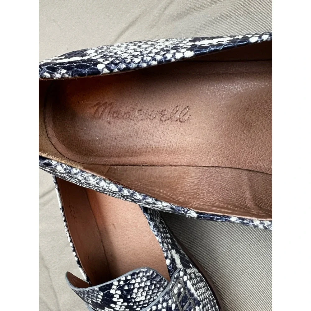 Madewell The Alex Loafer AE239 in Snake Embossed Leather Women's Size 7